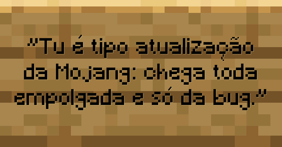 Tu é tipo atualização da Mojang chega toda empolgada e só dá bug.